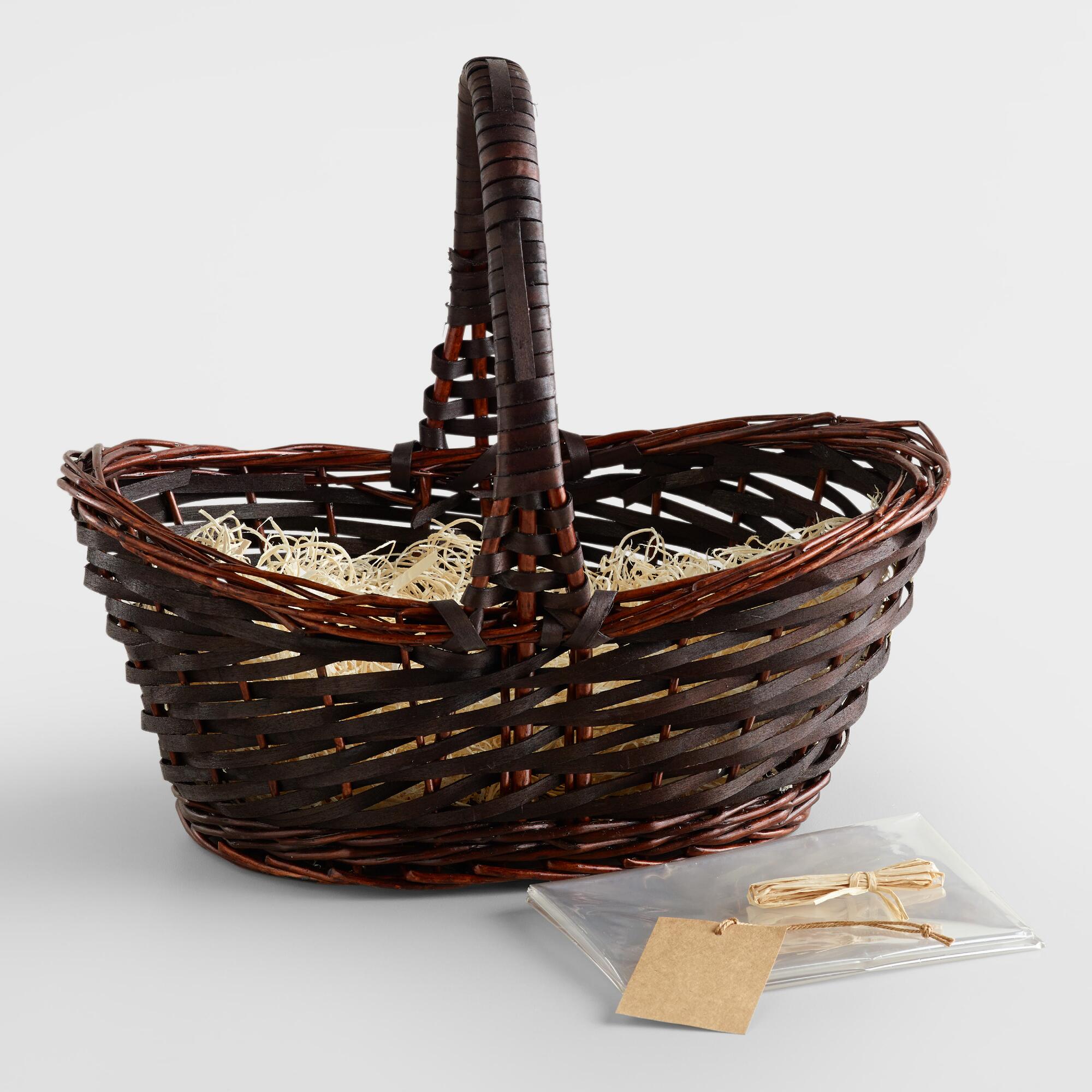 Dark Brown Gift Basket Kit With Handle - Willow by World Market