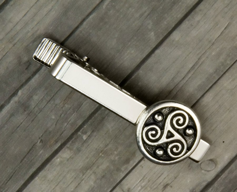 Triskele Tie Clip - Bar Celtic Mens Accessory Valentines Day Gift For Men