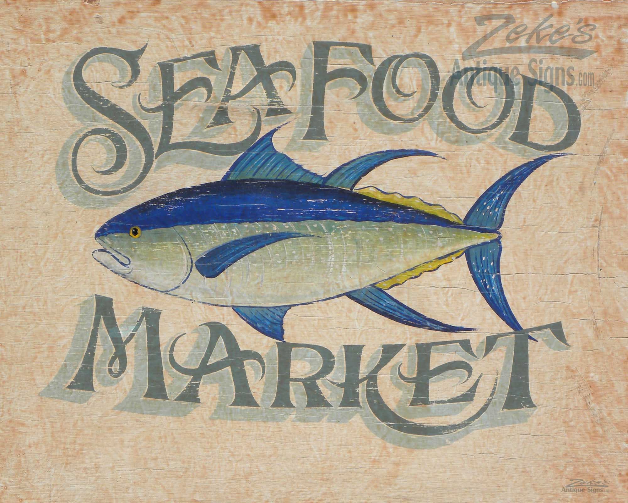 Seafood Market Print From An Original Hand Painted & Lettered Sign. Tuna Fishing Decor Art