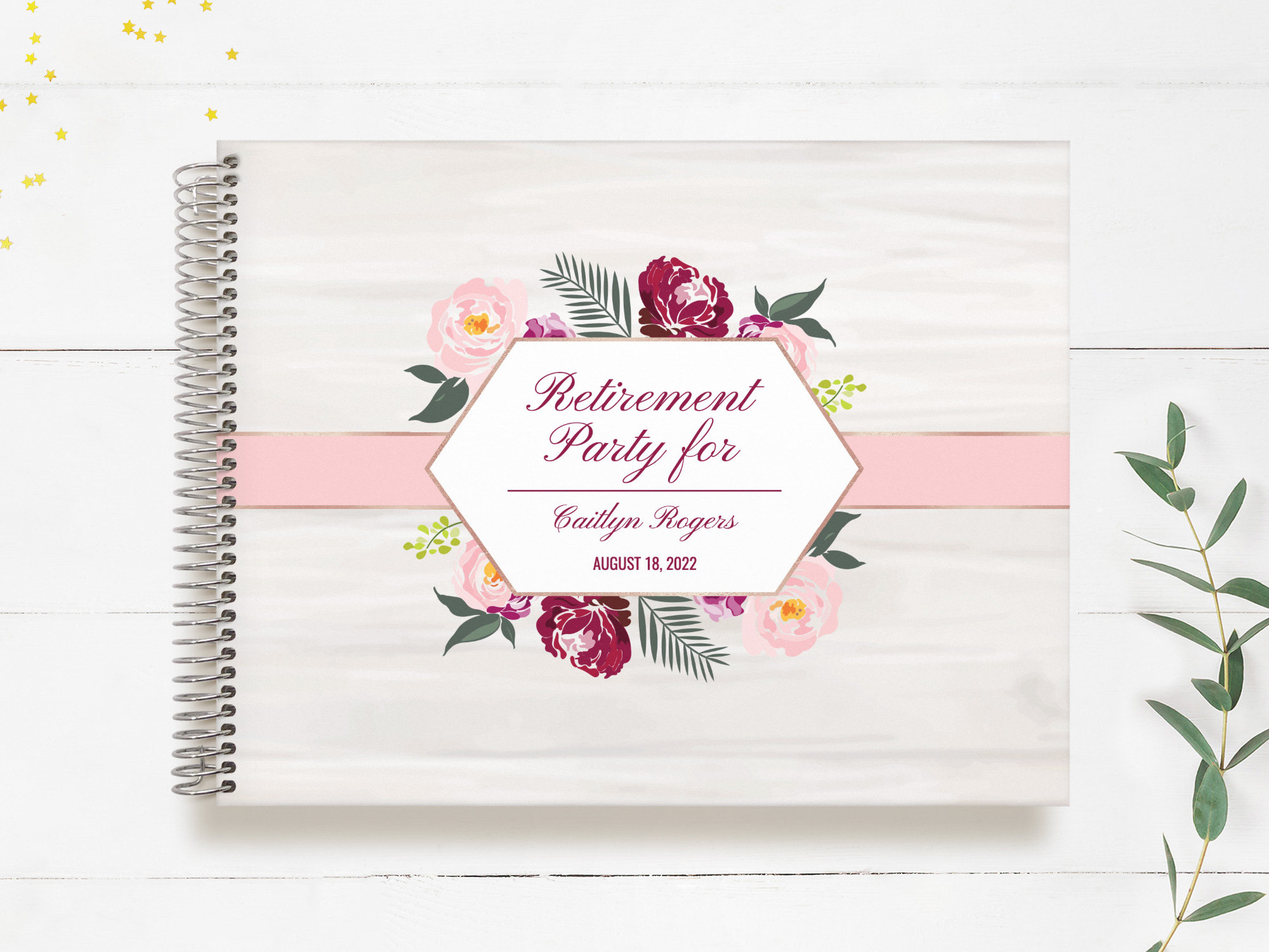 Retirement Guest Book | Guestbook Custom Guestbook Personalized Boho Floral