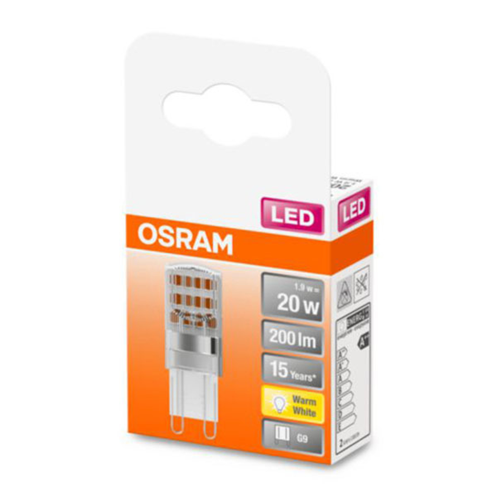 OSRAM kaksikantainen LED-lamppu G9 1,9W 2 700 K