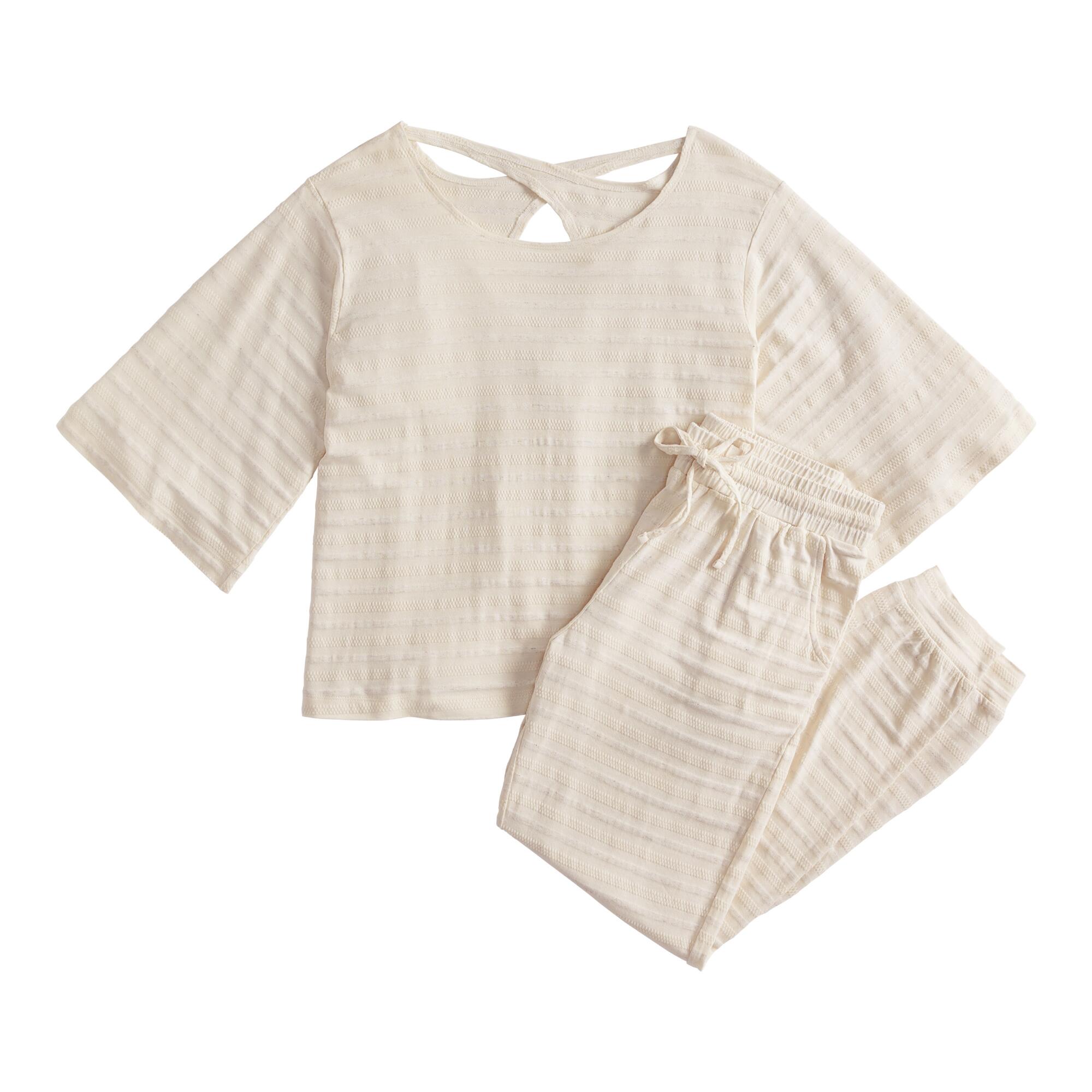 Ivory Textured Stripe Loungewear Collection by World Market