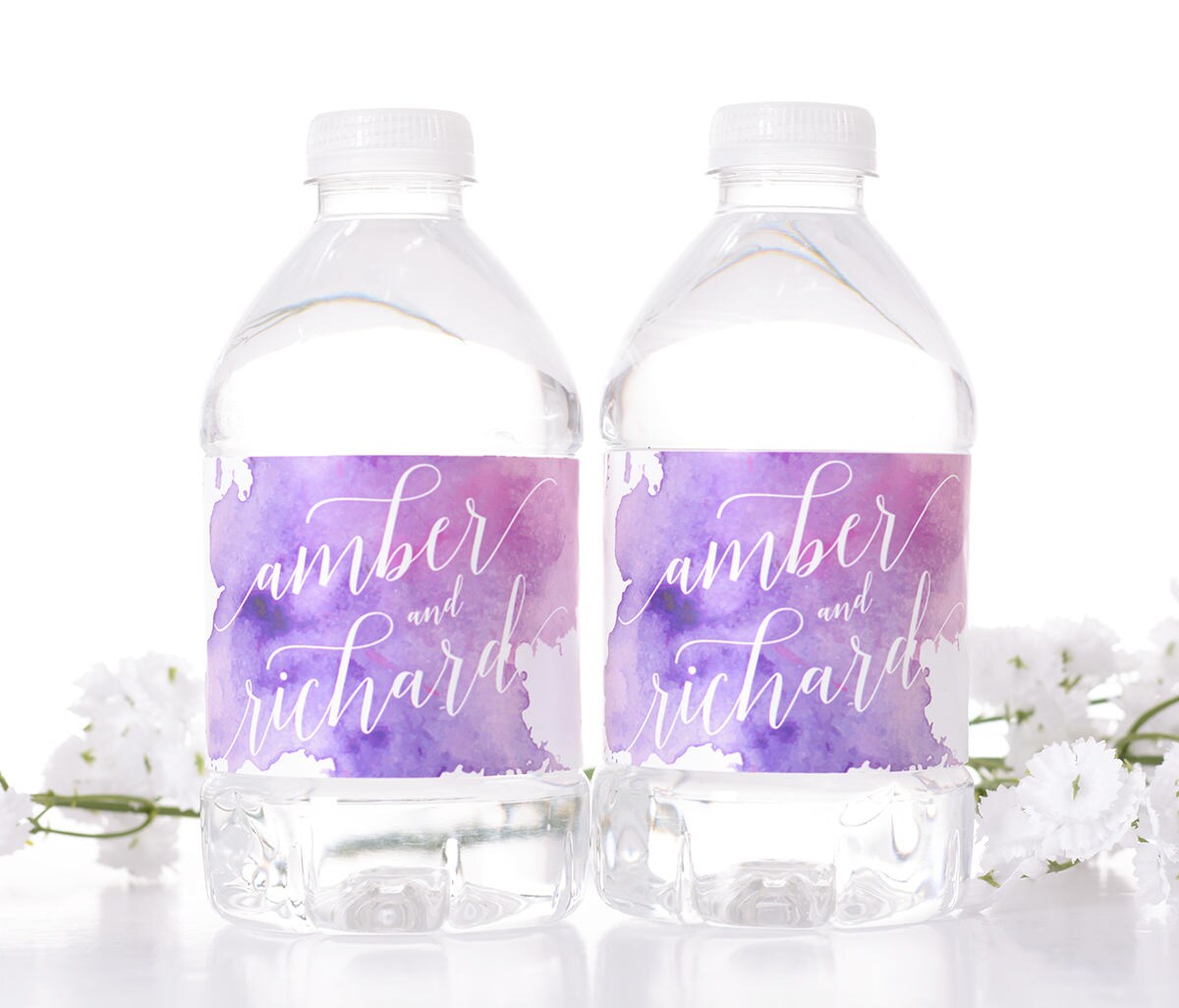 Watercolor Style Wedding Water Bottle Labels - Waterproof For Weddings Customized Wdiw-254