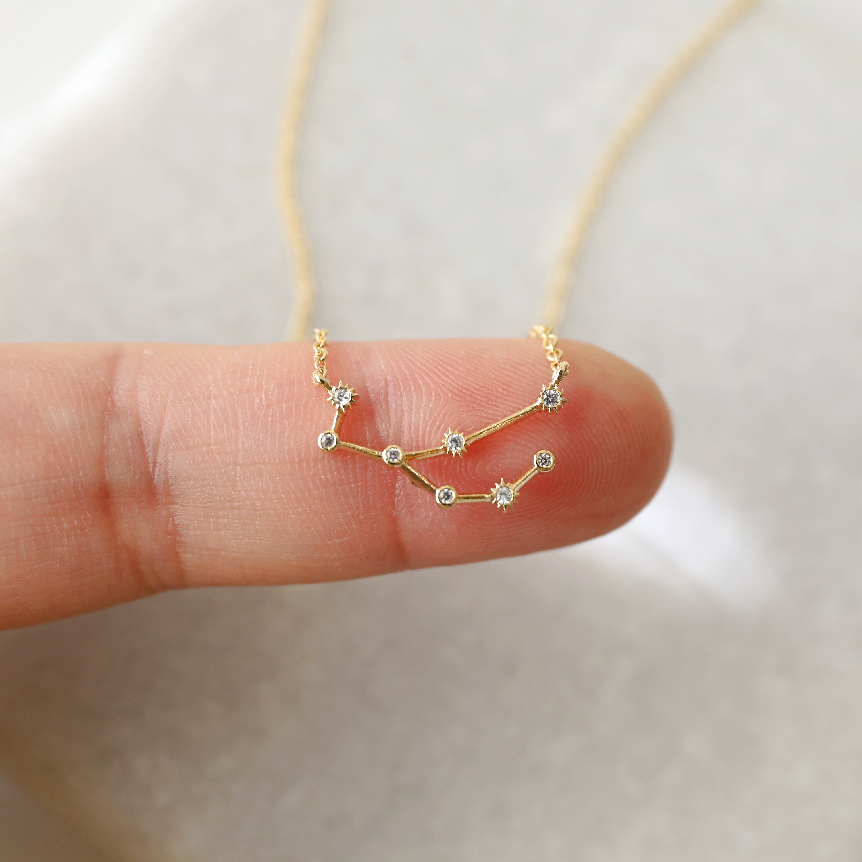 Gold Virgo Necklace, Zodiac Jewelry, Celestial Jewelry, Constellation Necklace , August, September Birthday Gift, Bridesmaid Gift