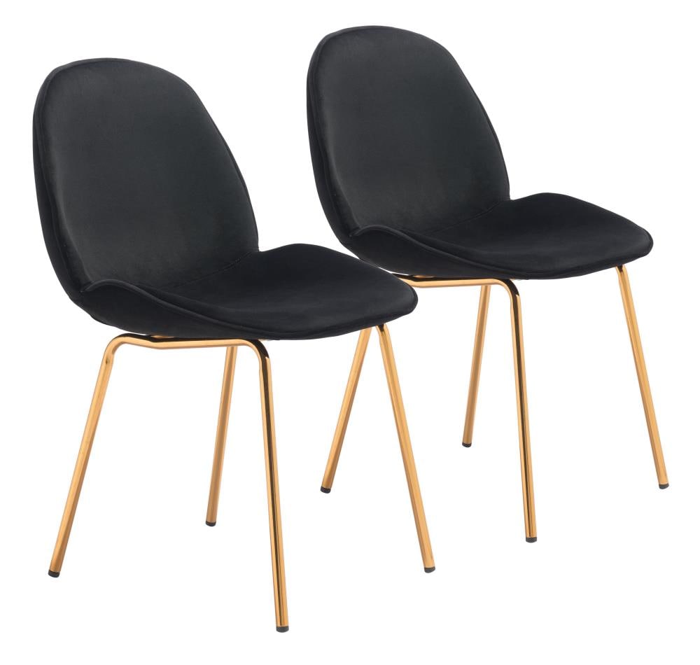 Zuo Modern Set of 2 Siena Contemporary/Modern Polyester/Polyester Blend Upholstered Dining Side Chair (Metal Frame) in Black | 101290