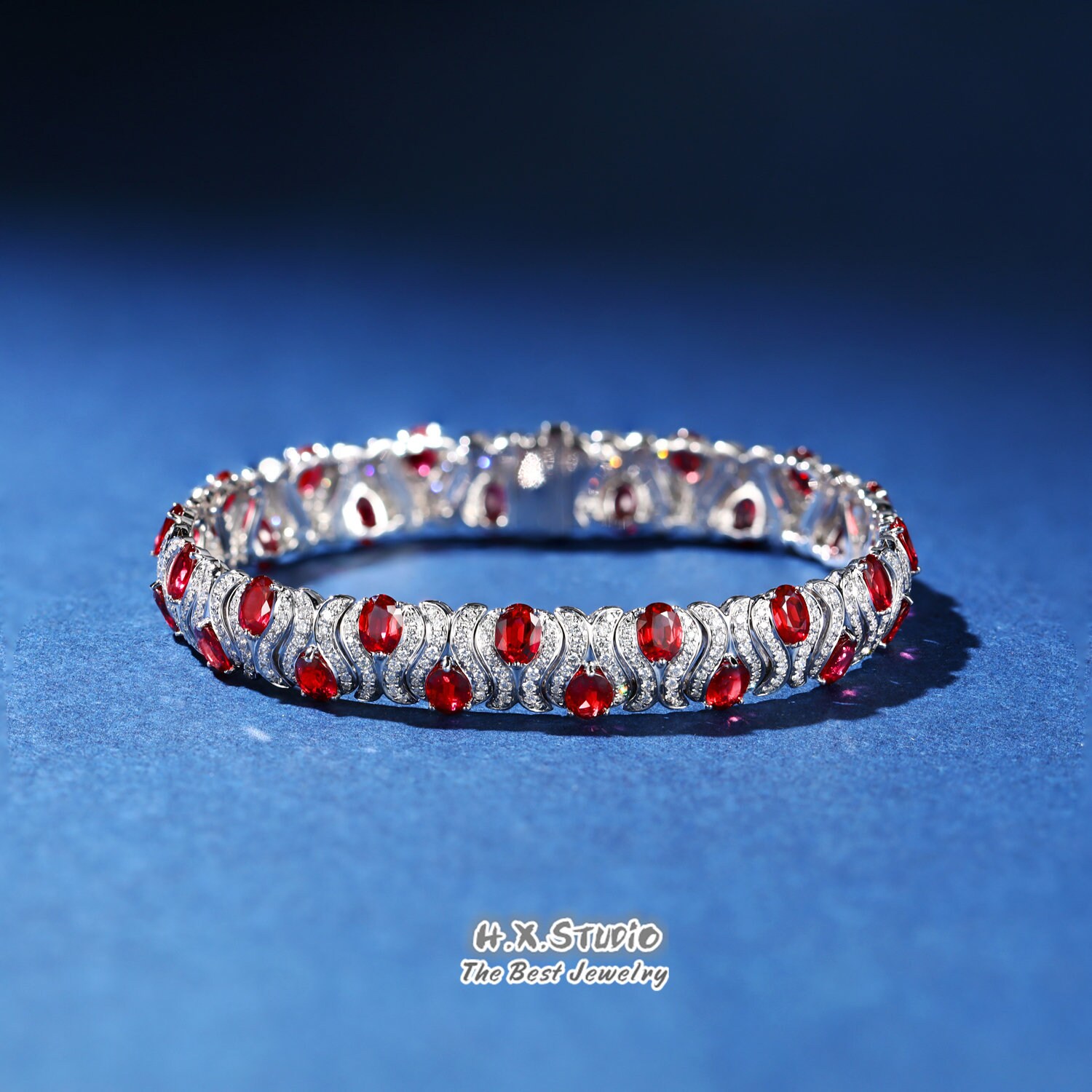 8.50Ctw Diamond Ruby Tennis Bracelet in Solid 18K Gold/Custom Fine Jewelry/Personalization Design/Gift For Women & Girls