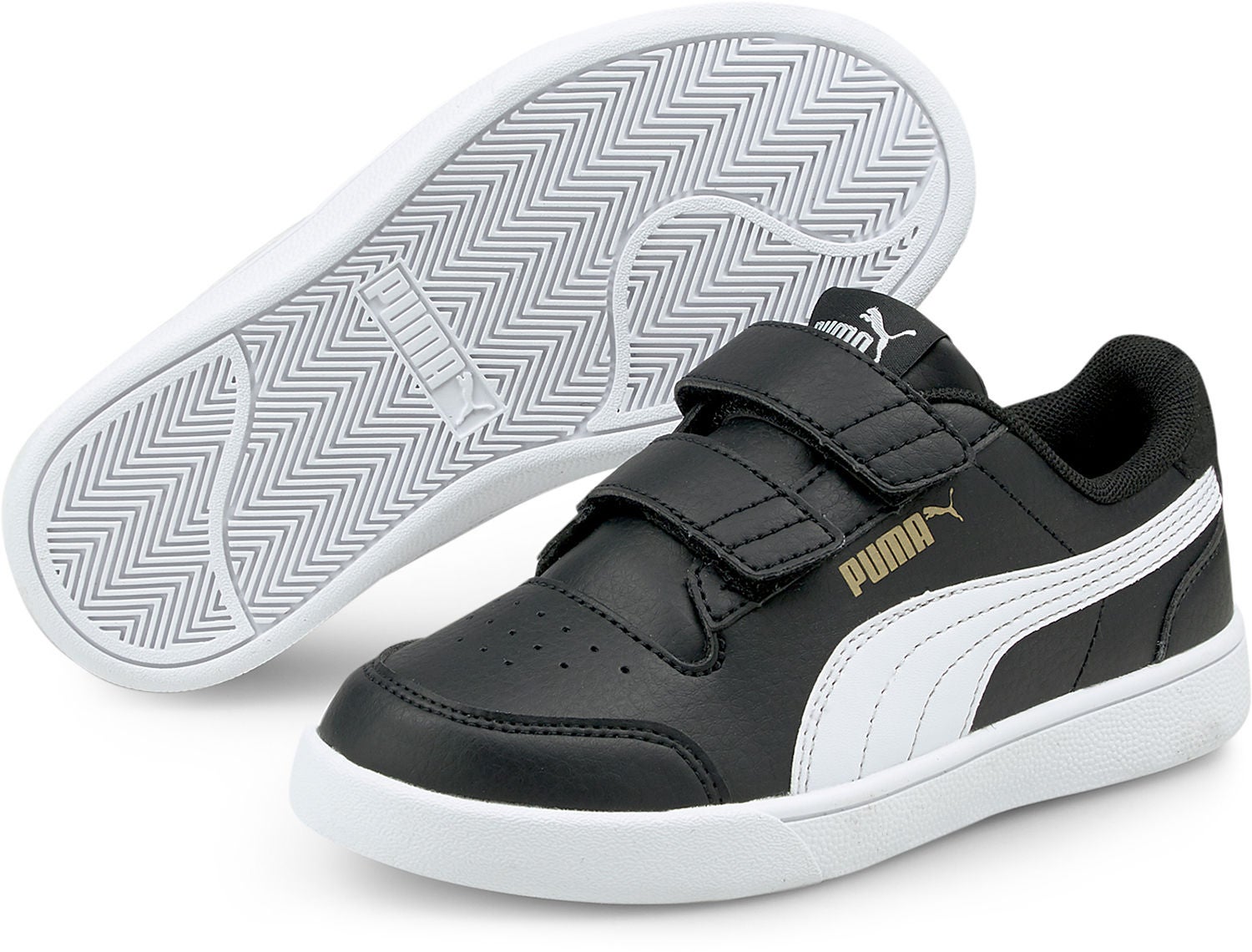Puma Shuffle V PS Sneaker, Black/White, 28