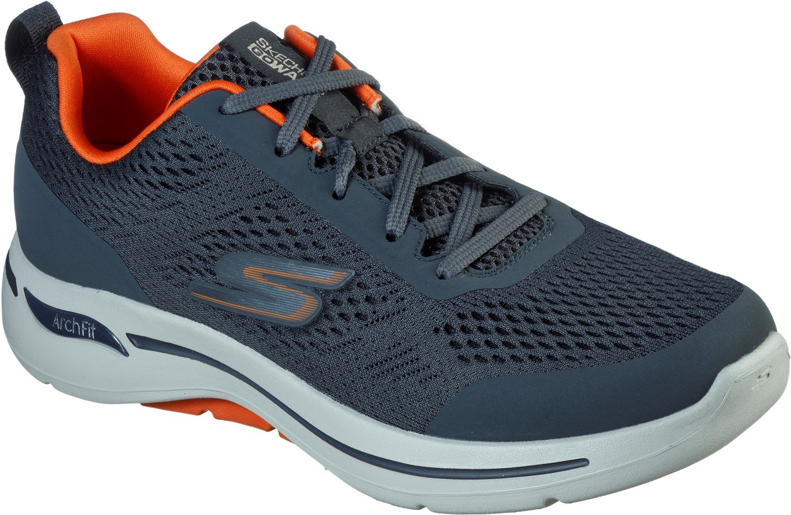 Skechers Men's Go Walk Arch Fit Idyllic Sports Trainer Various Colours 32202 - Charcoal/Orange 6