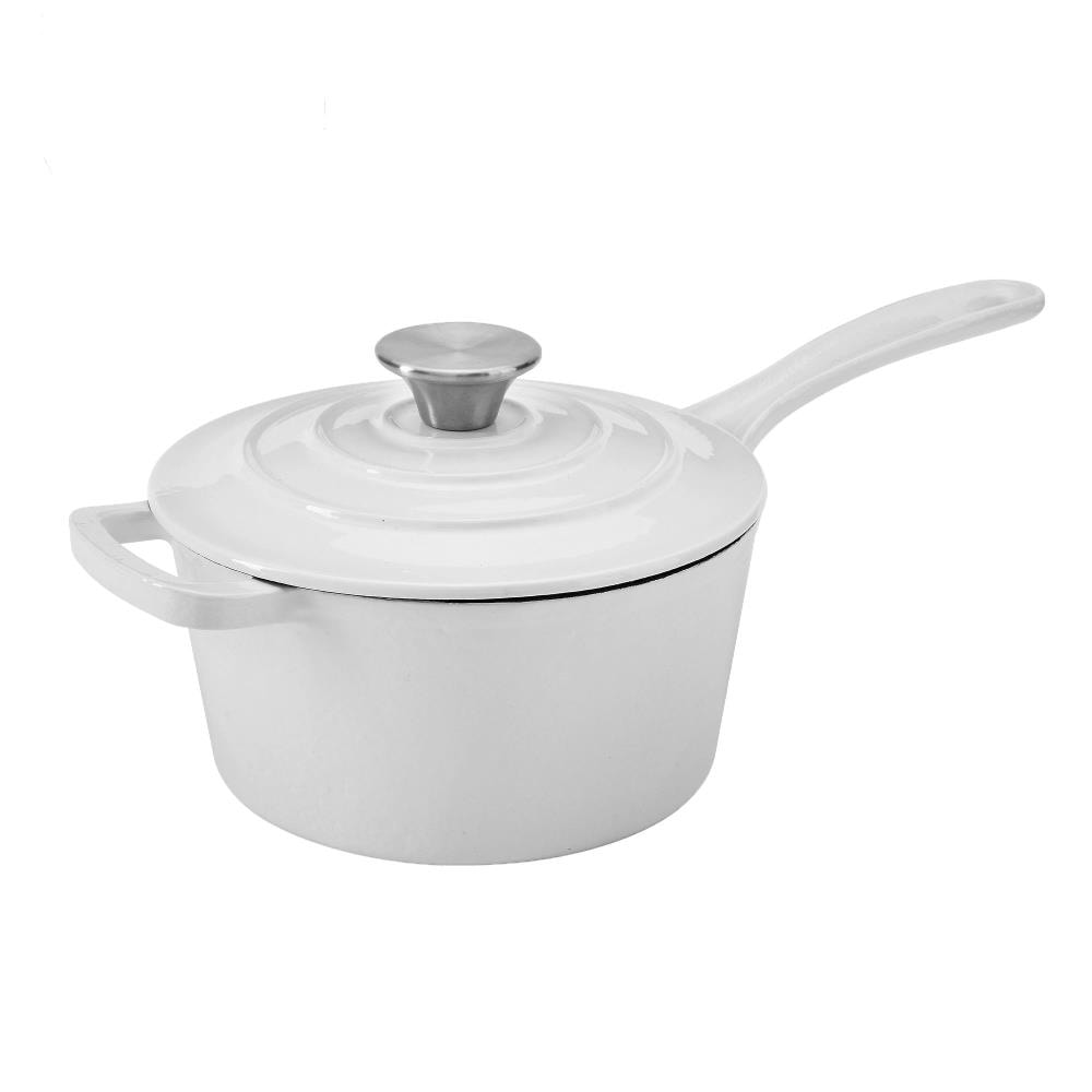 Hamilton Beach 2-Piece 7.5-in Cast Iron Cooking Pan with Lid(s) Included in White | 107496