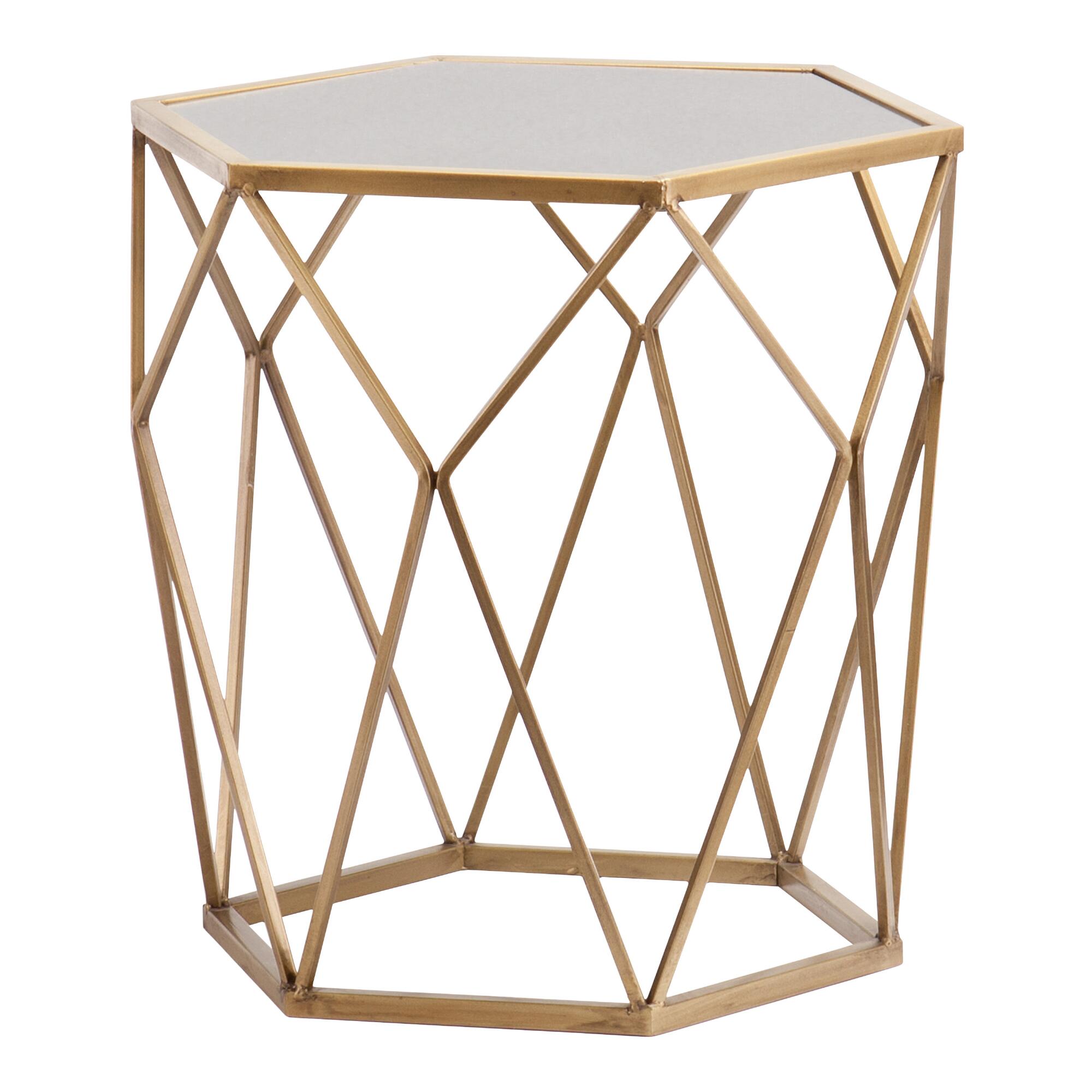 Gold Geometric Mirrored Adair Accent Table by World Market