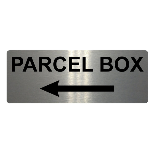 Parcel Collection Point Sign Buy 984 PARCEL BOX Arrow Direction Left Metal Aluminium Plaque Sign ...