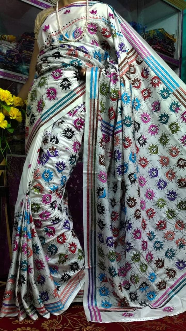 Exclusive Hand Kantha Stich On Blended Bangalore Silk With Unstiched Running Bp For Wedding, Party Wear Saree