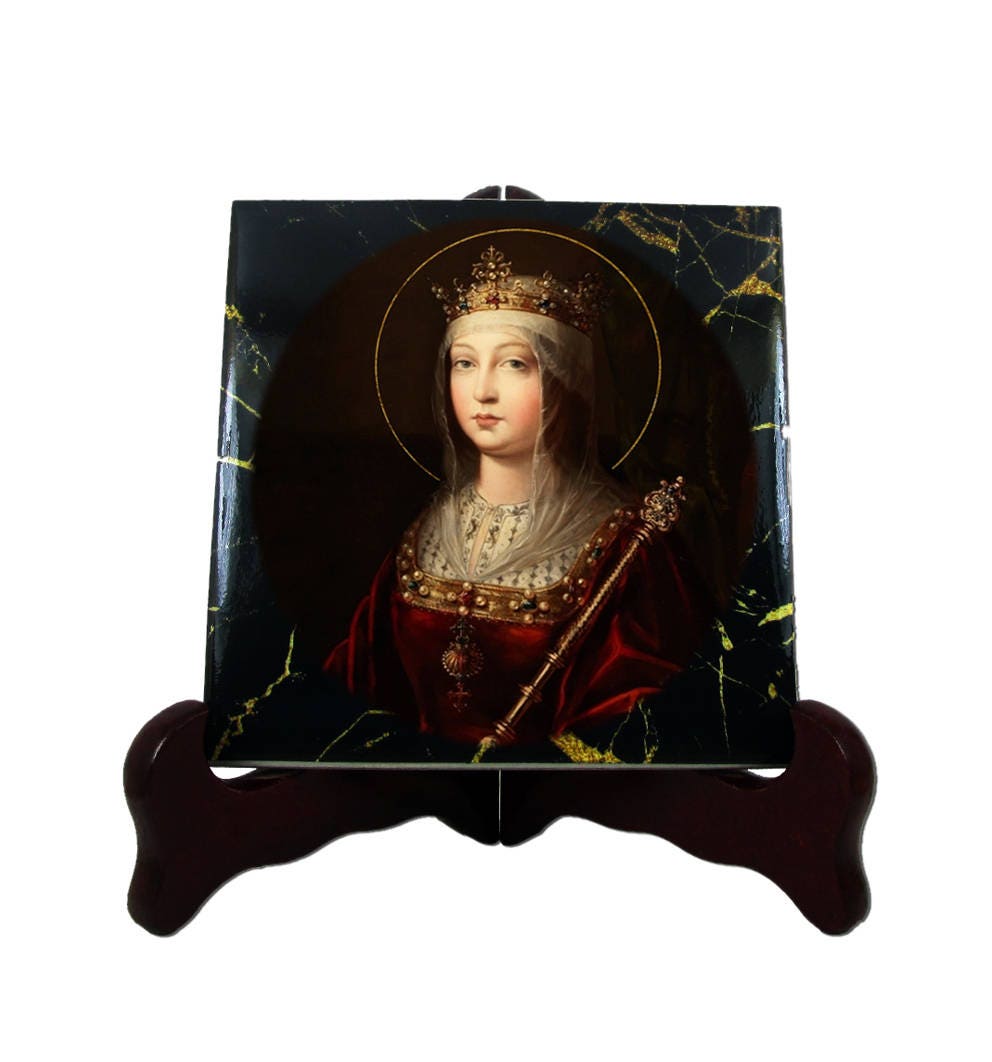 st Isabella Of Spain - Catholic Saints Serie, Icon On Ceramic Tile, Saint Isabella, Isabel Saint