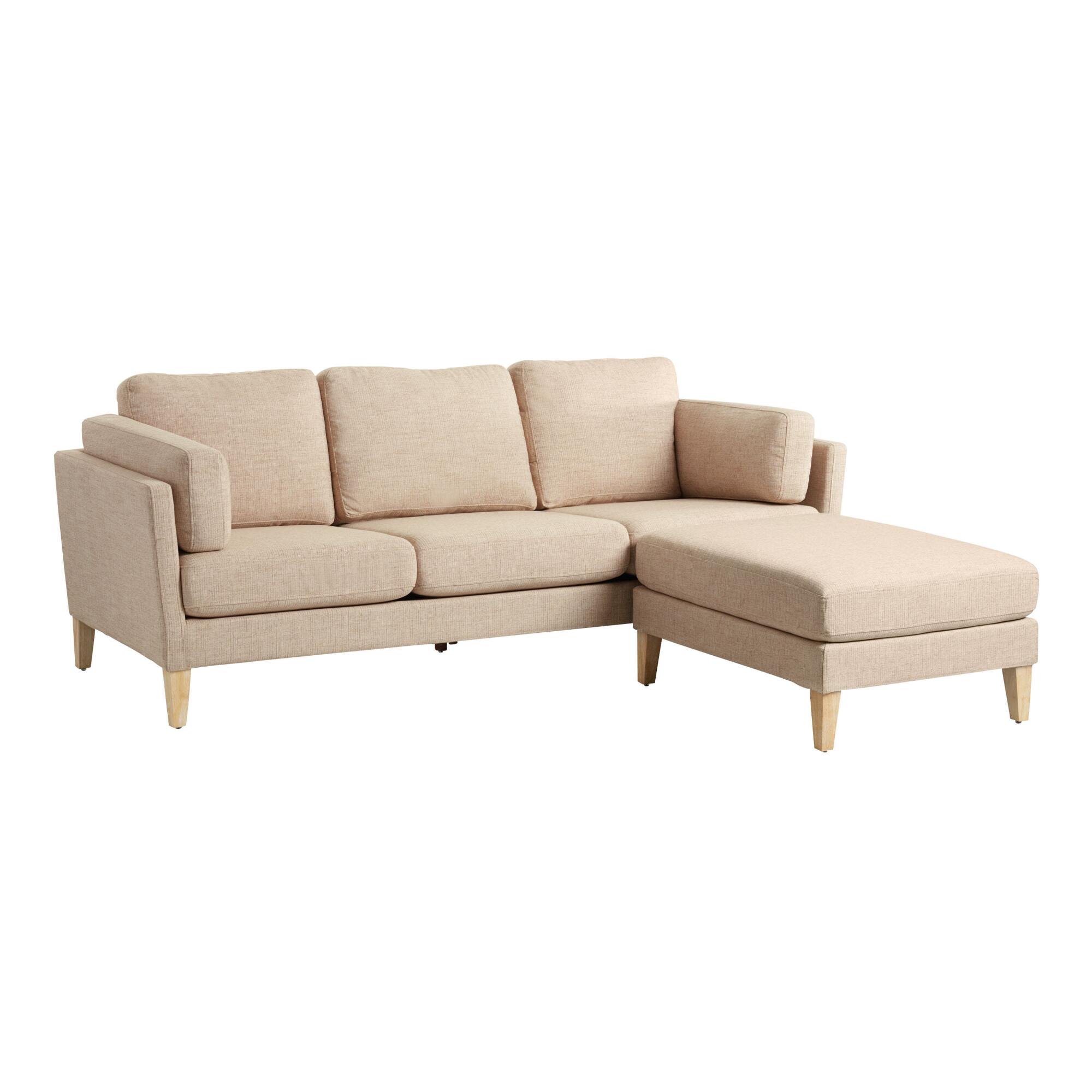 Oatmeal Woven Noelle Sofa and Ottoman: Gray/Natural - Fabric by World Market