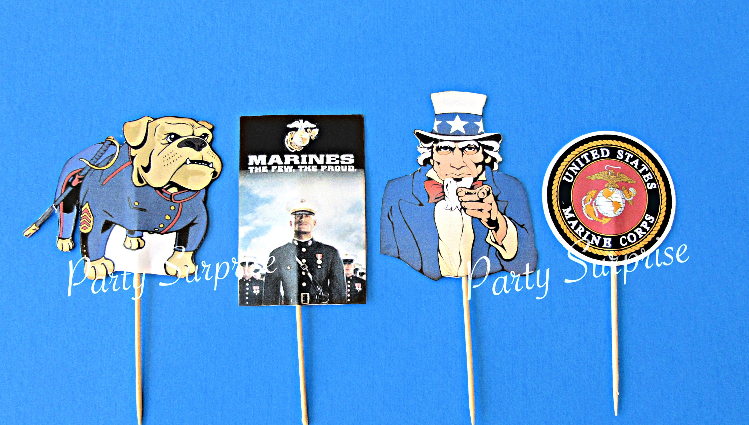 Marines Cupcake Toppers Us Military Troops Patriotic Party Cake Or Soldier American Veterans