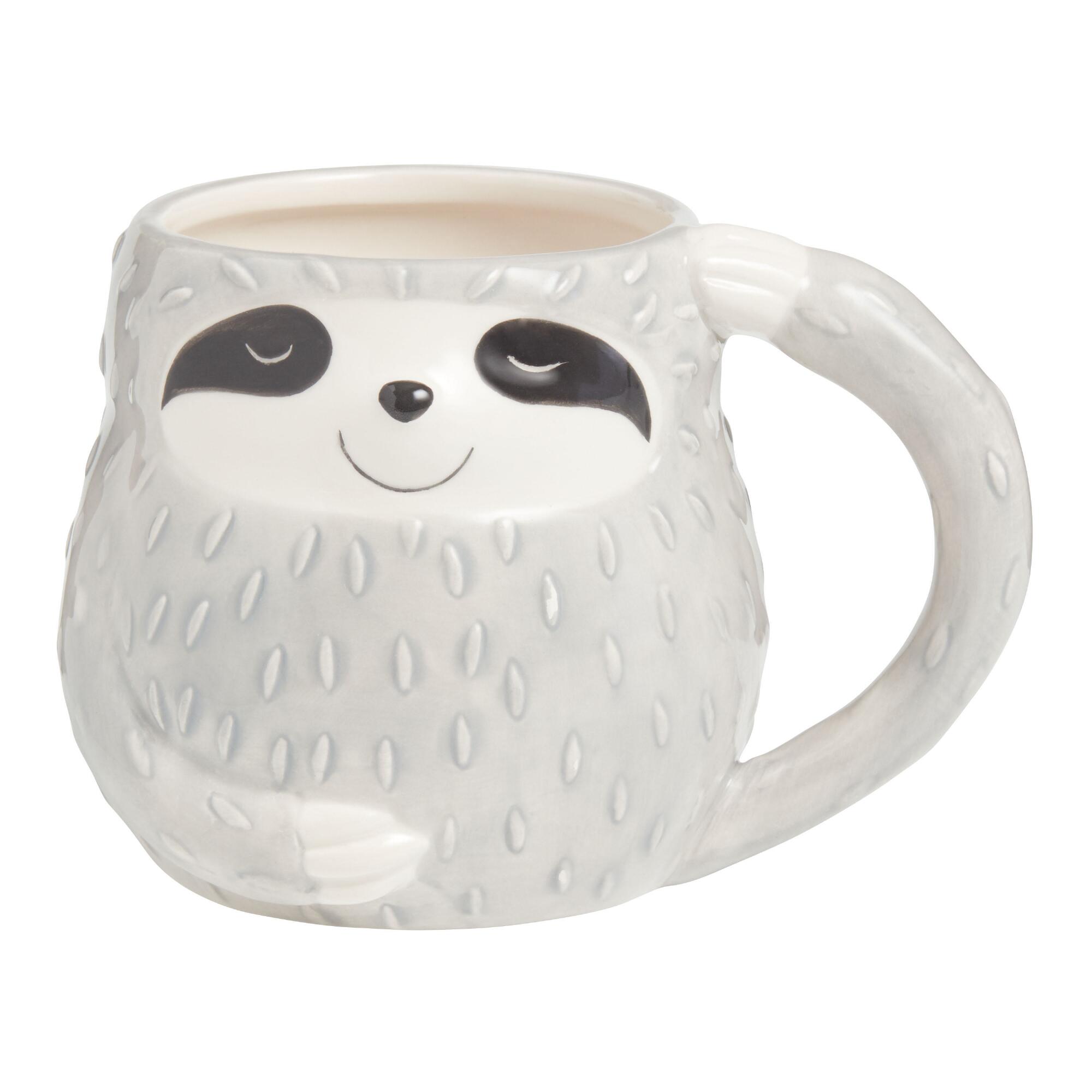 Gray and White Textured Sloth Mug by World Market