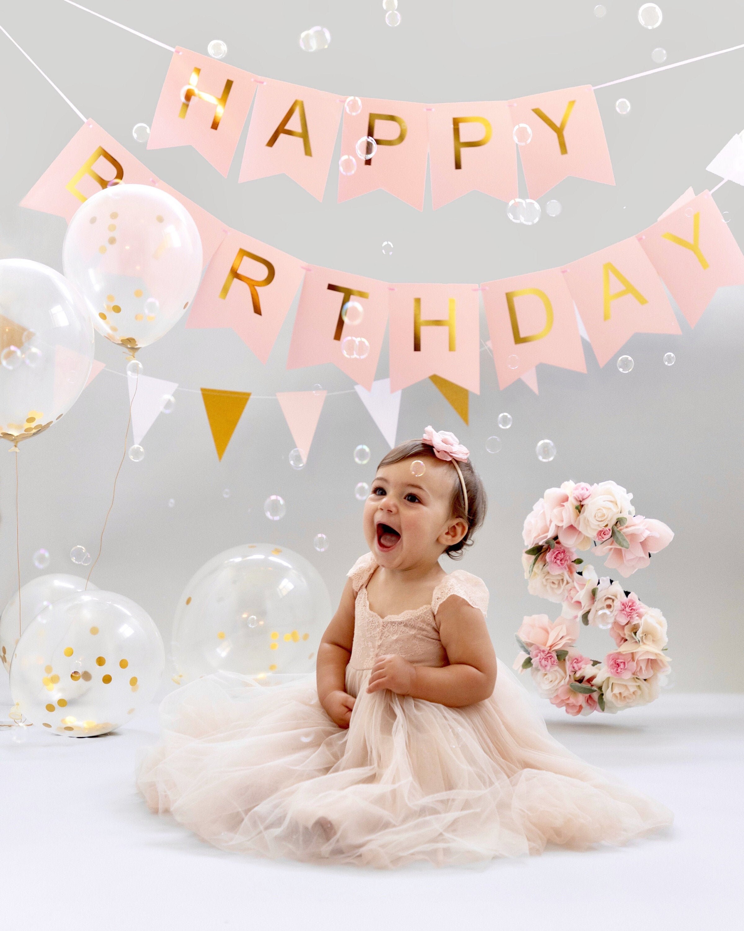 First Birthday Decoration 1st Decor Girl Floral Photo Shoot Prop Baby