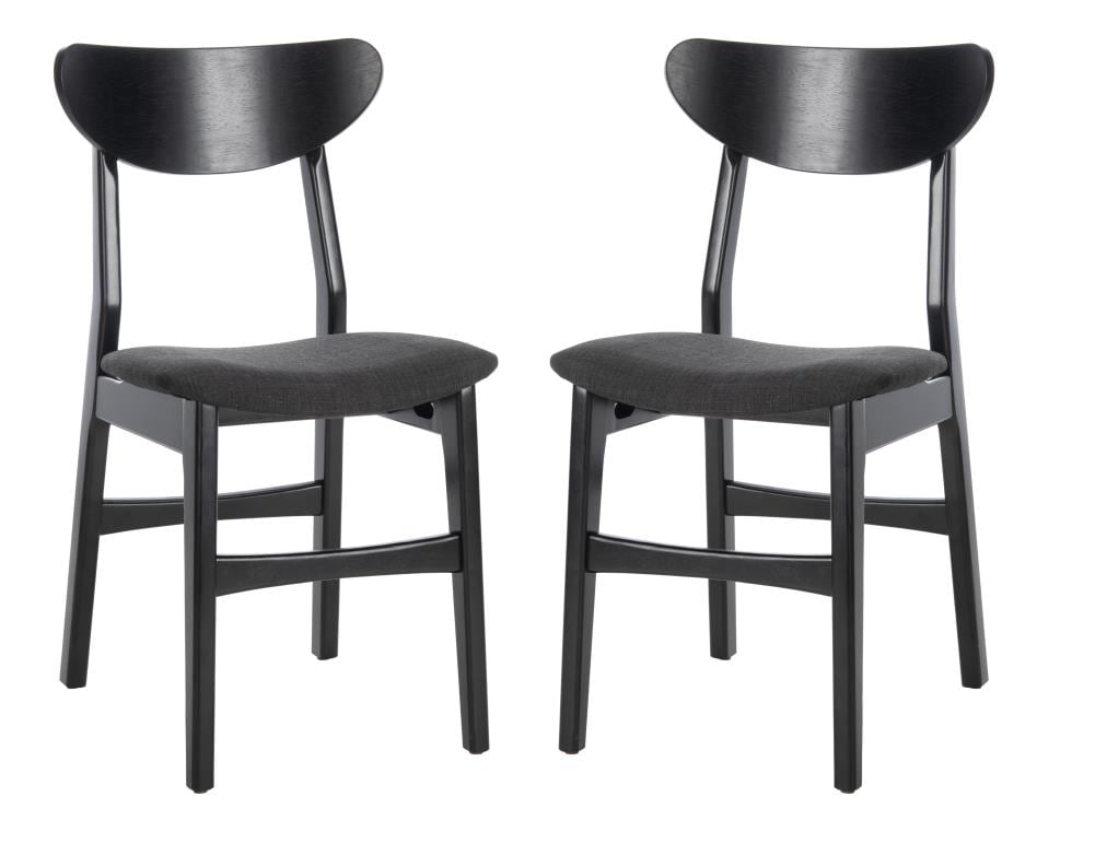 Safavieh Set of 2 Lucca Casual Polyester/Polyester Blend Upholstered Side Chair (Wood Frame) in Black | DCH1001J-SET2