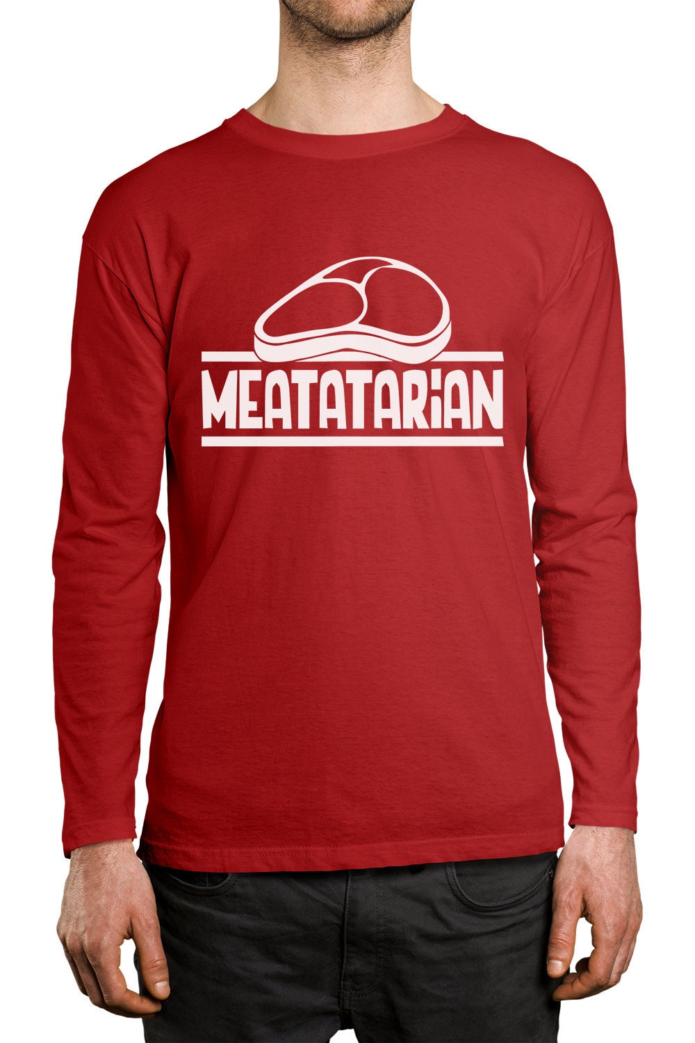 Meatatarian Carnivore Diet No-Vegans Here No Lettuce Only Animal Meat Beef Steak Poultry Seafood Fish Eating Men's Longsleeve Shirt Sf-0412