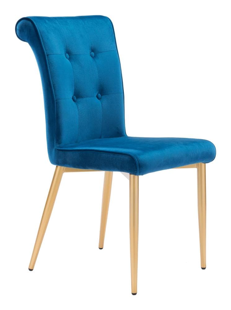 Zuo Modern Set of 2 Niles Contemporary/Modern Polyester/Polyester Blend Upholstered Dining Side Chair (Metal Frame) in Blue | 101140