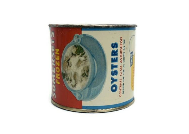 Vintage Somerset's Frozen Oyster Tin Advertising Can Deal Island Maryland