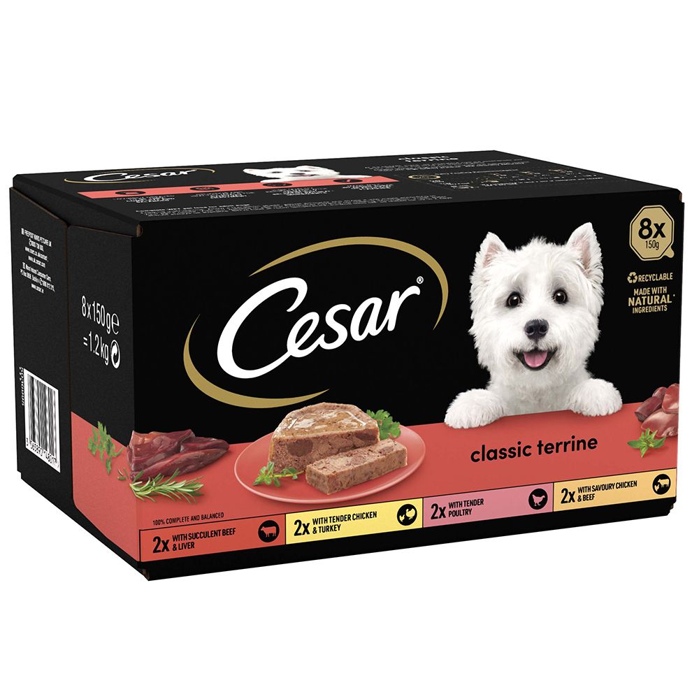 48 x 150g Cesar Wet Dog Food - 38 + 10 Free!* - Juicy Hotpot Mixed Selection (48 x 150g)