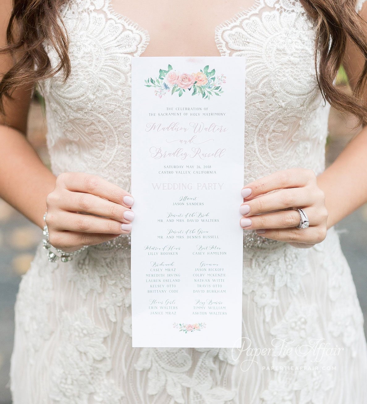 Floral Wedding Programs - Day Program Printed Ceremony Order Of Service Flowers, Watercolor, Greenery | Grace Wreath