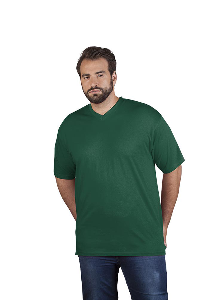 Premium V-Ausschnitt T-Shirt Plus Size Herren, Waldgrün, XXXL