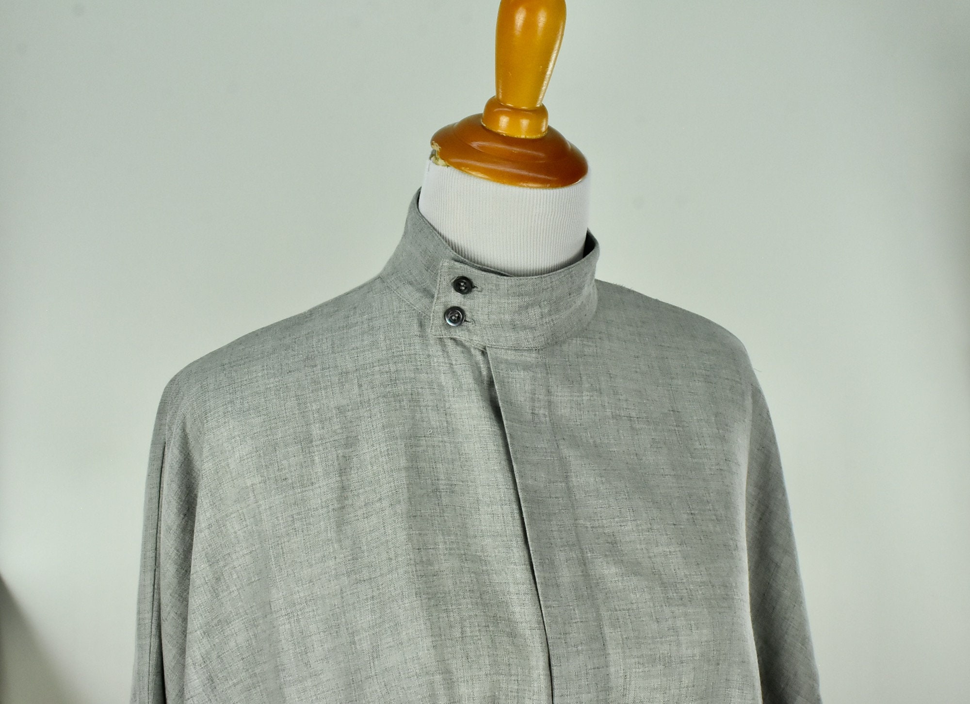 1990S Eskandar Gray Cotton/Wool Blend Blouse .... Size 1 Or Medium To X - Large
