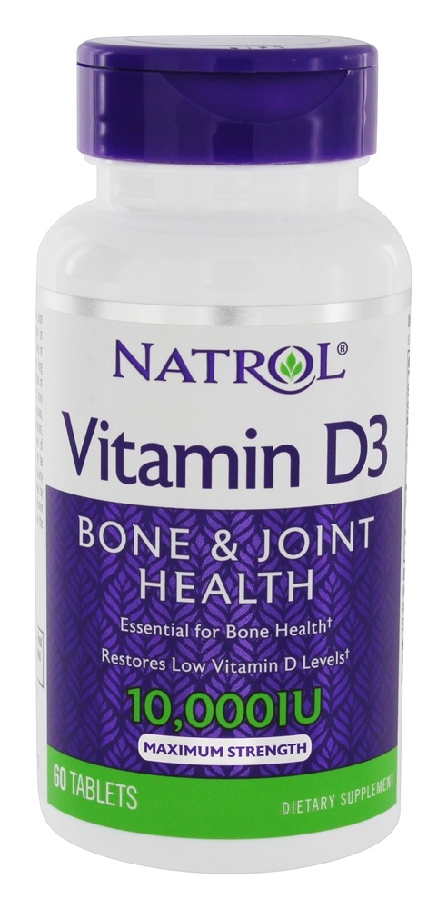 Natrol - Vitamin D3 Maximum Strength for Bone & Joint Health 10000 IU - 60 Tablets