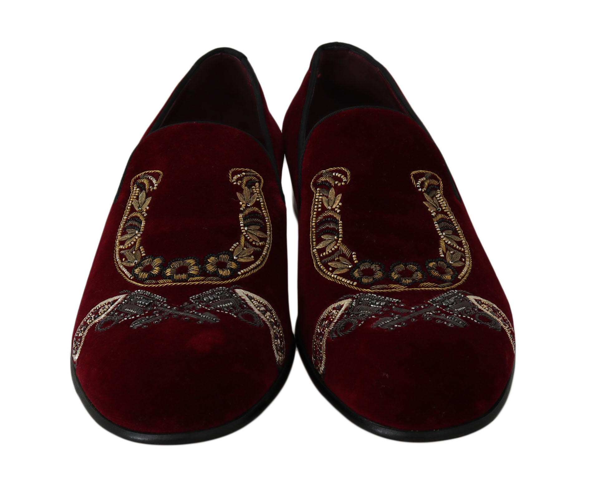 Dolce & Gabbana Men's Velvet Gun Loafers Shoes Bordeaux MV2192 - EU43/US10
