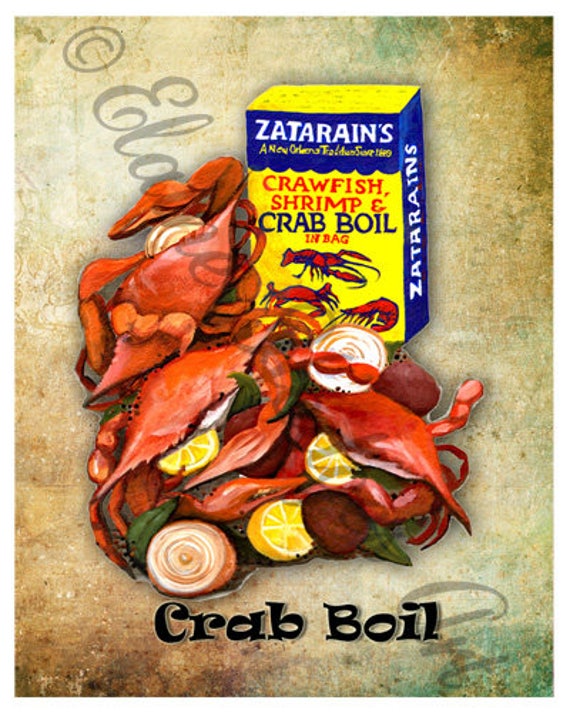Louisiana Seafood Crab Boil Art Print From Original Artwork