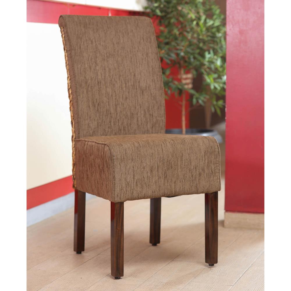International Caravan Bali Casual Polyester/Polyester Blend Upholstered Dining Side Chair (Wood Frame) in Brown | SG-3341-1CH