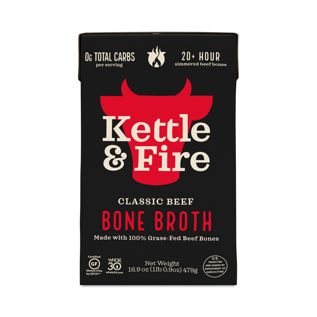 Kettle & Fire Grass-Fed Beef Bone Broth 16.9 oz carton