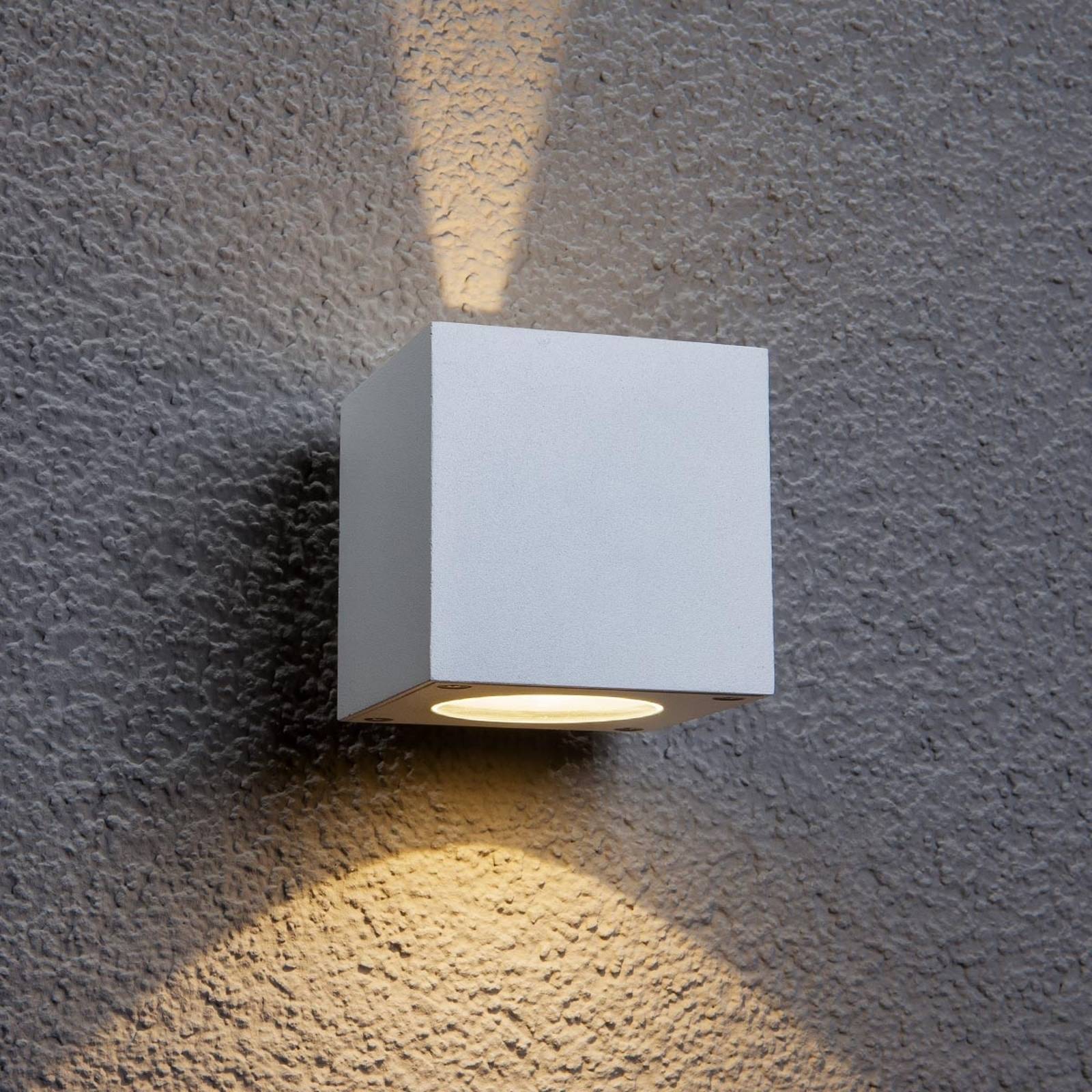 Valkoinen Jarno-LED-ulkoseinävalaisin, kuutio