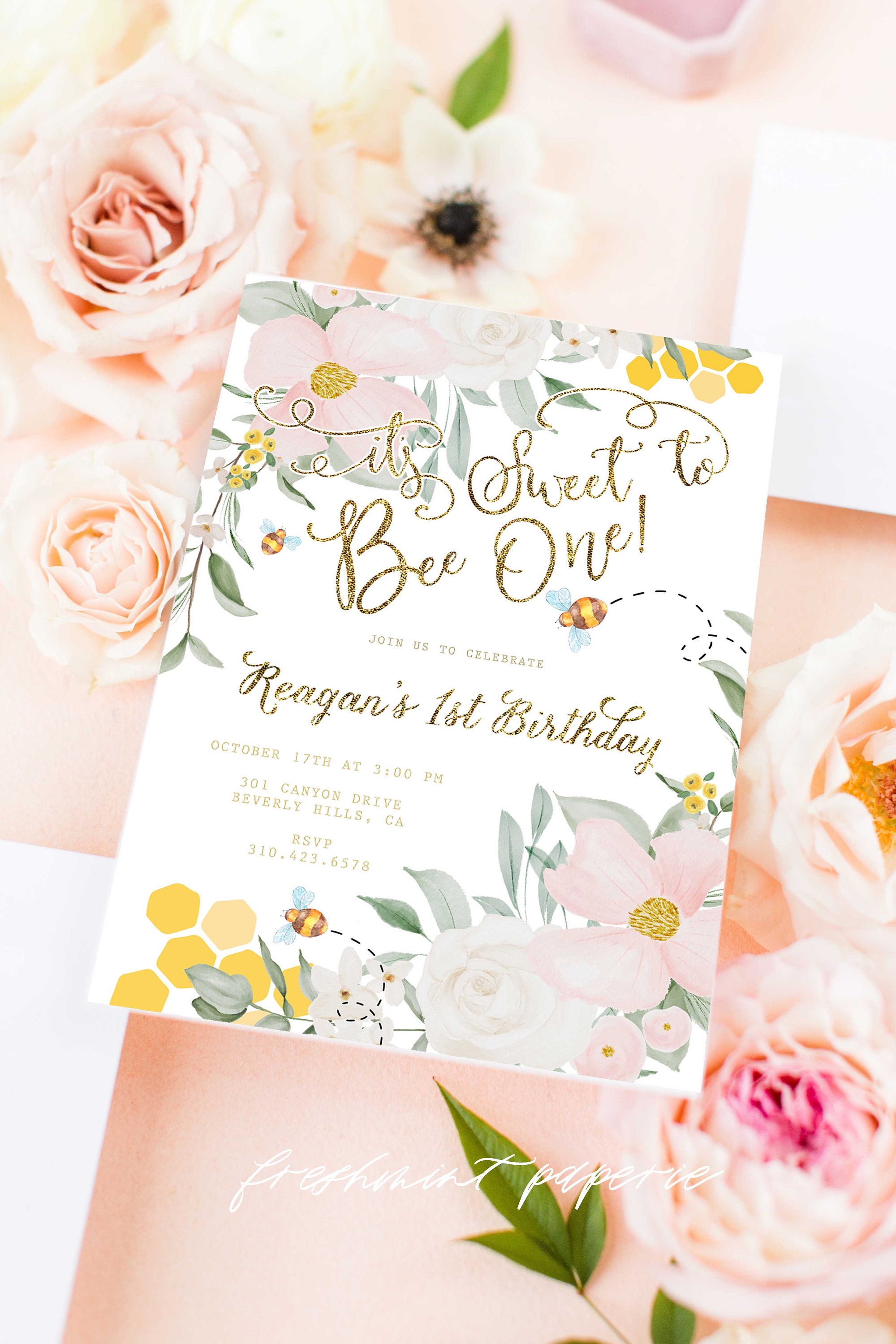 Bee Invitation - Bee One Birthday Its Sweet To Bee Sweet Invitation First