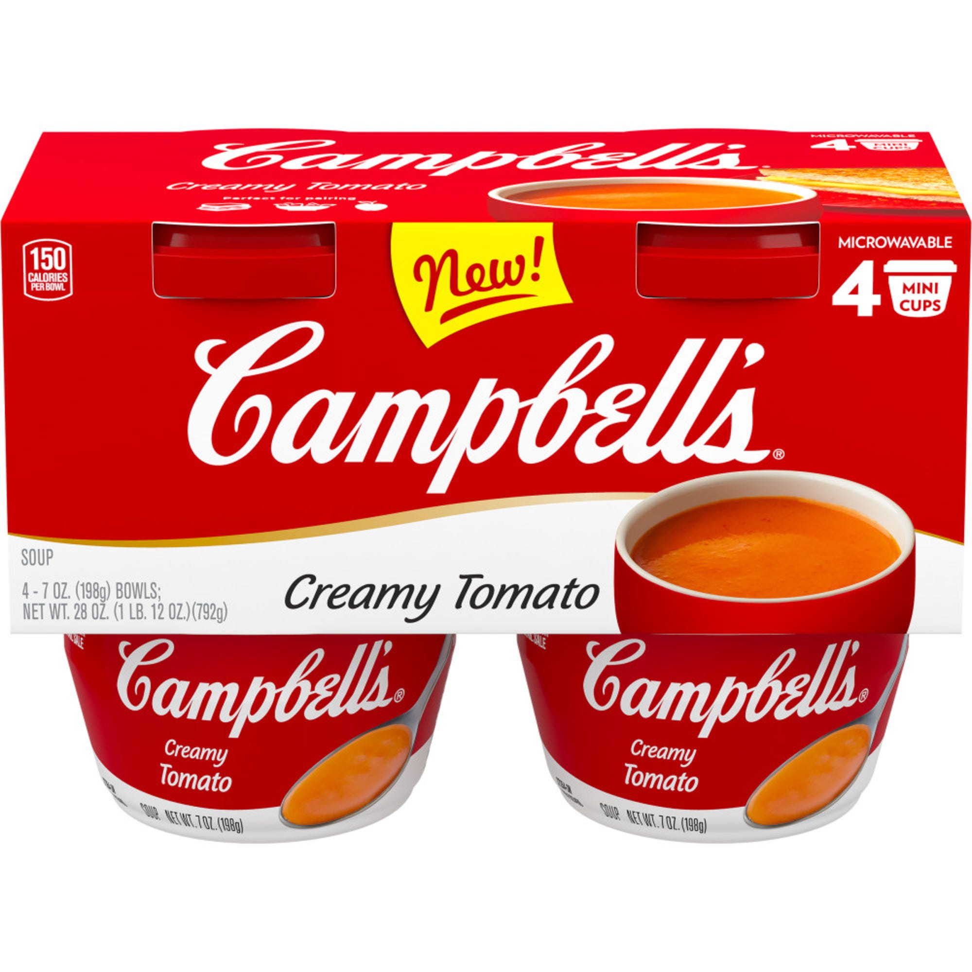 Campbell's Creamy Tomato Soup Microwavable Cup, 7 oz - 4 pk