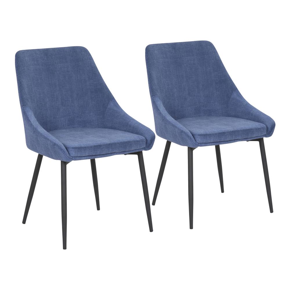 LumiSource Set of 2 Diana Contemporary/Modern Polyester Blend Upholstered Dining Side Chair (Metal Frame) in Blue | CH-DIANA COR BKBU2