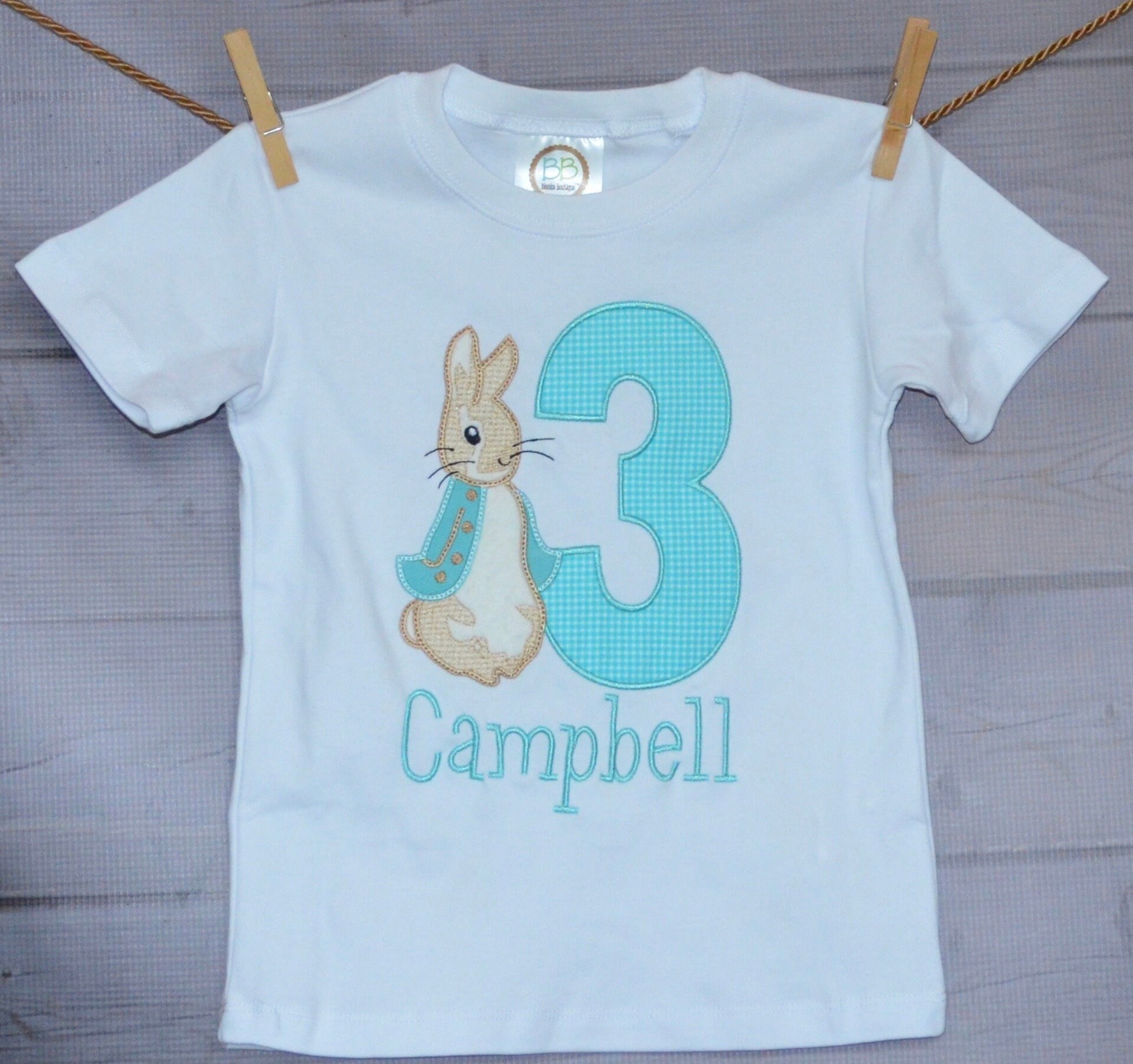 Personalized Birthday Bunny Rabbit Applique Shirt Or Bodysuit Girl Boy