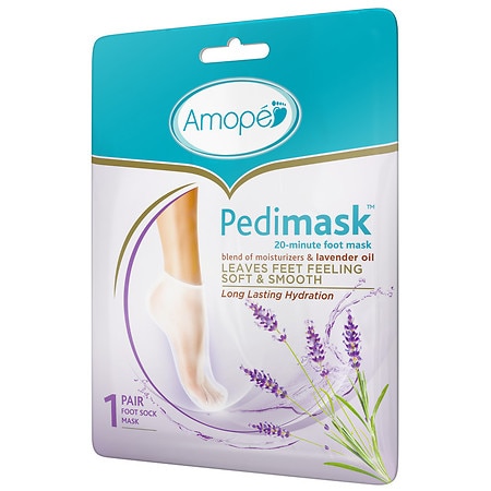 Amope Pedimask Foot Sock Mask, Blend of Moisturizers Lavender Oil Essence - 1.0 pr