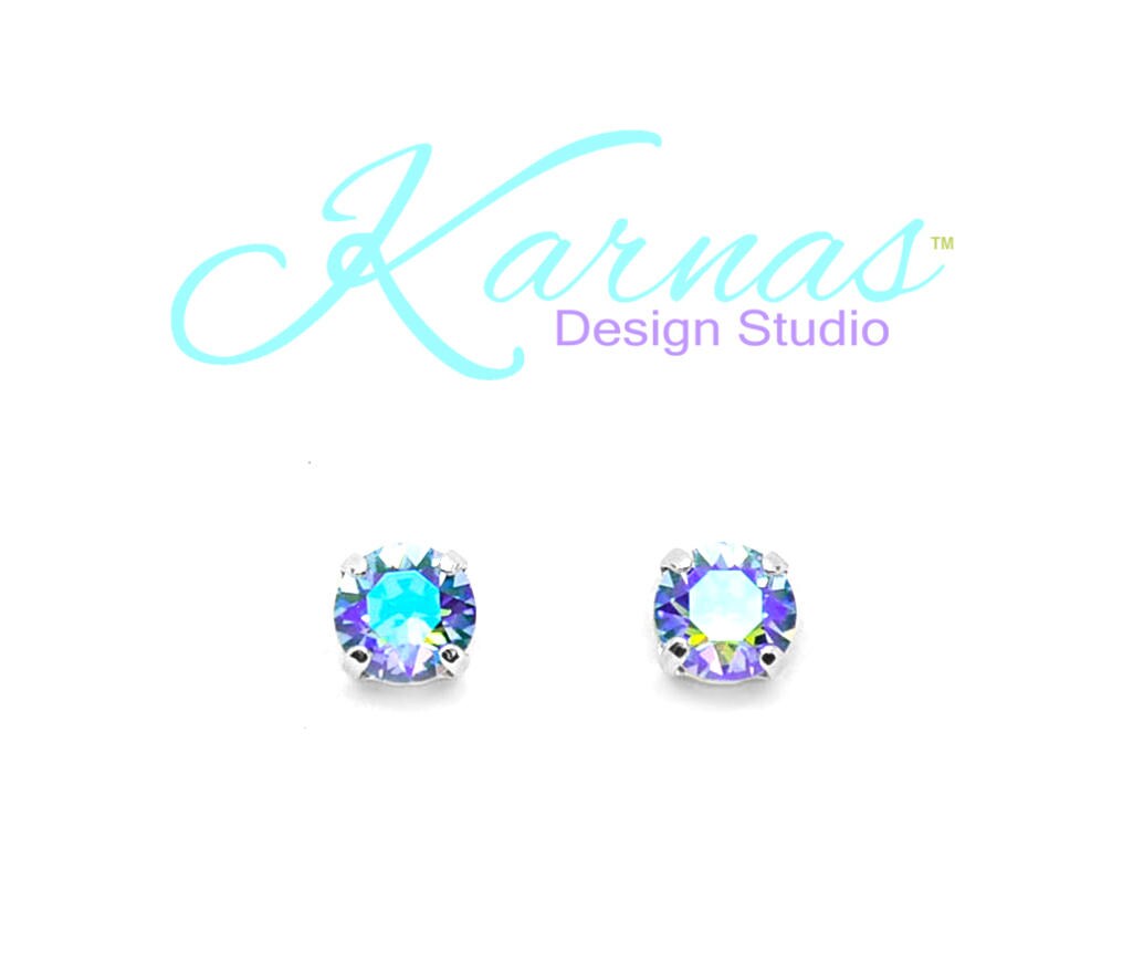 Light Sapphire Glacier 8mm Earrings Made With Crystal Choose Finish & Style Karnas Design Studio Free Shipping
