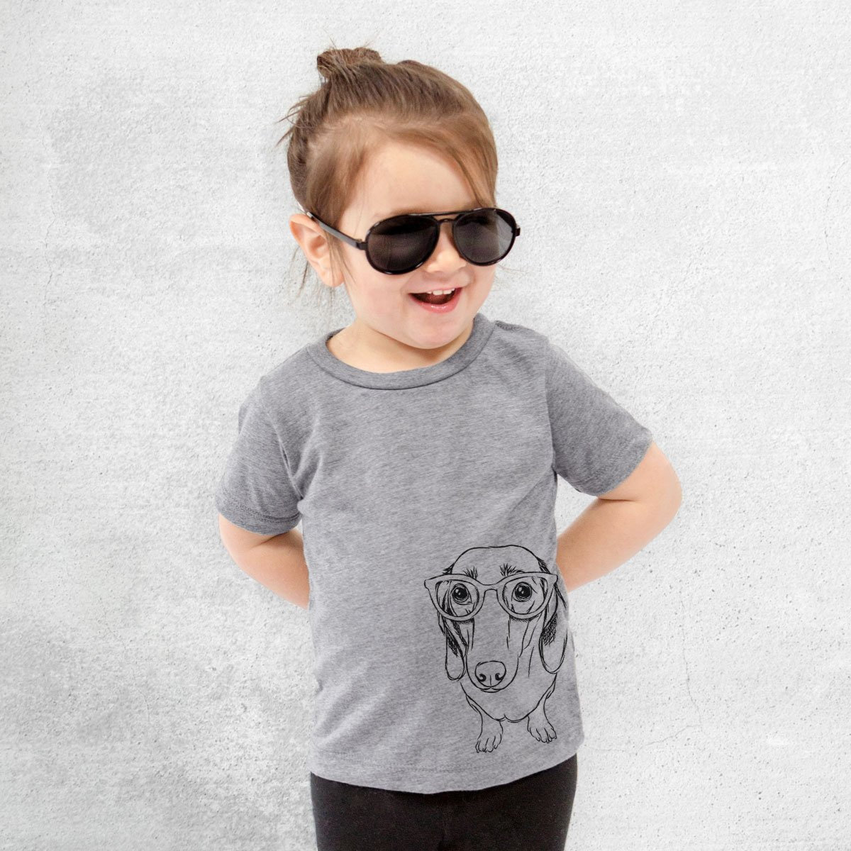 Annabelle The Dachshund Tri-Blend Shirt - Kids Dog Tshirt Animal Glasses T