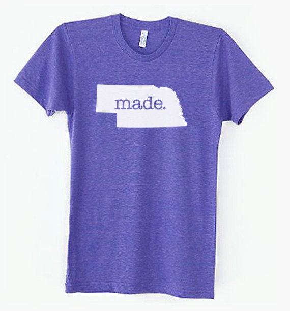 Nebraska Made Tri Blend Track T-Shirt - Unisex Tee Shirts Size S M L Xl