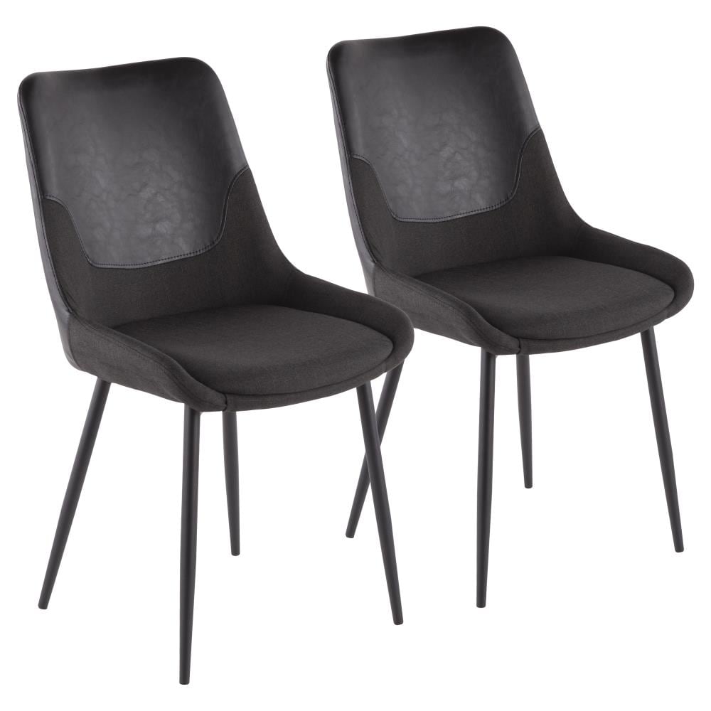 LumiSource Set of 2 Wayne Industrial Black Metal, Grey Fabric, Black Pu Blend Accent Chair in Gray | CH-WYN BK+GYBK2