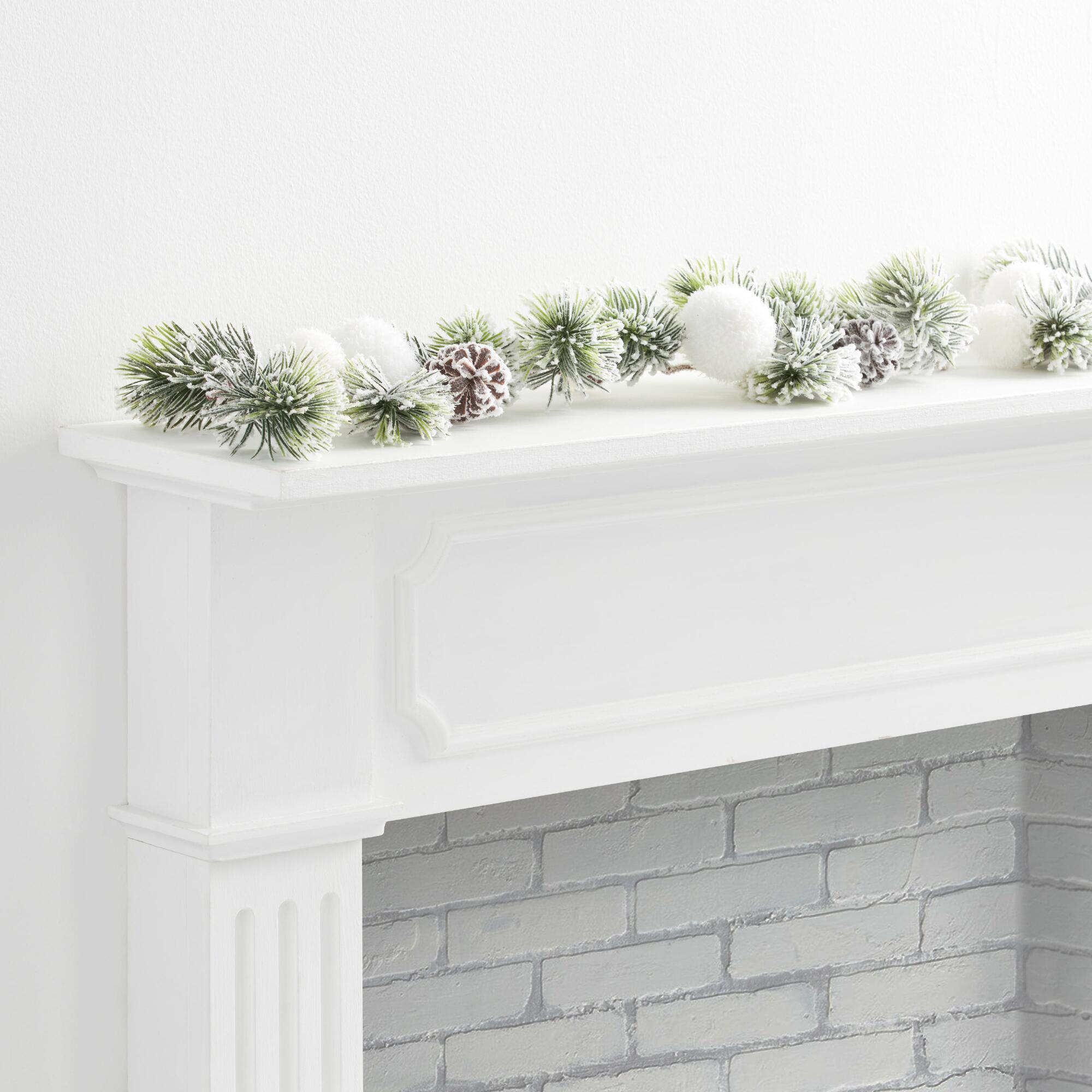 Faux Pine and Snowballs Garland: Multi - Acrylic by World Market
