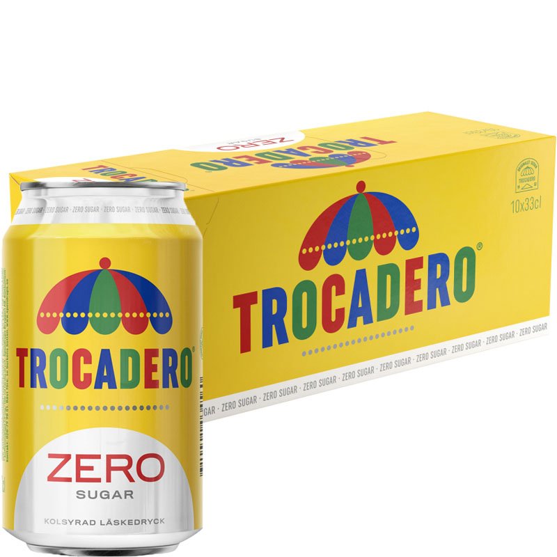 Hel Låda Läsk Trocadero "Zero Sugar" 10 x 33cl - 22% rabatt