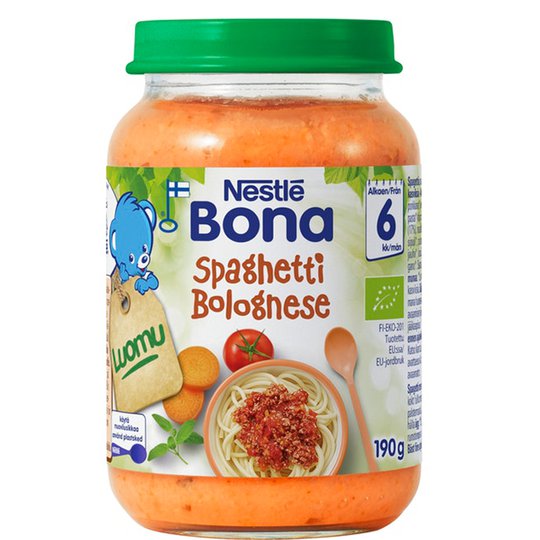 Luomu lastenruokaa "Spaghetti Bolognese" 190g - 22% alennus
