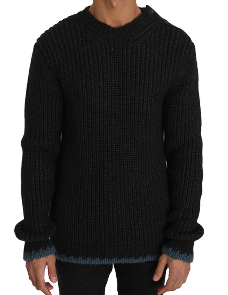 Dolce & Gabbana Men's Wool Crewneck Pullover Sweater Black TSH2733 - IT48 | M