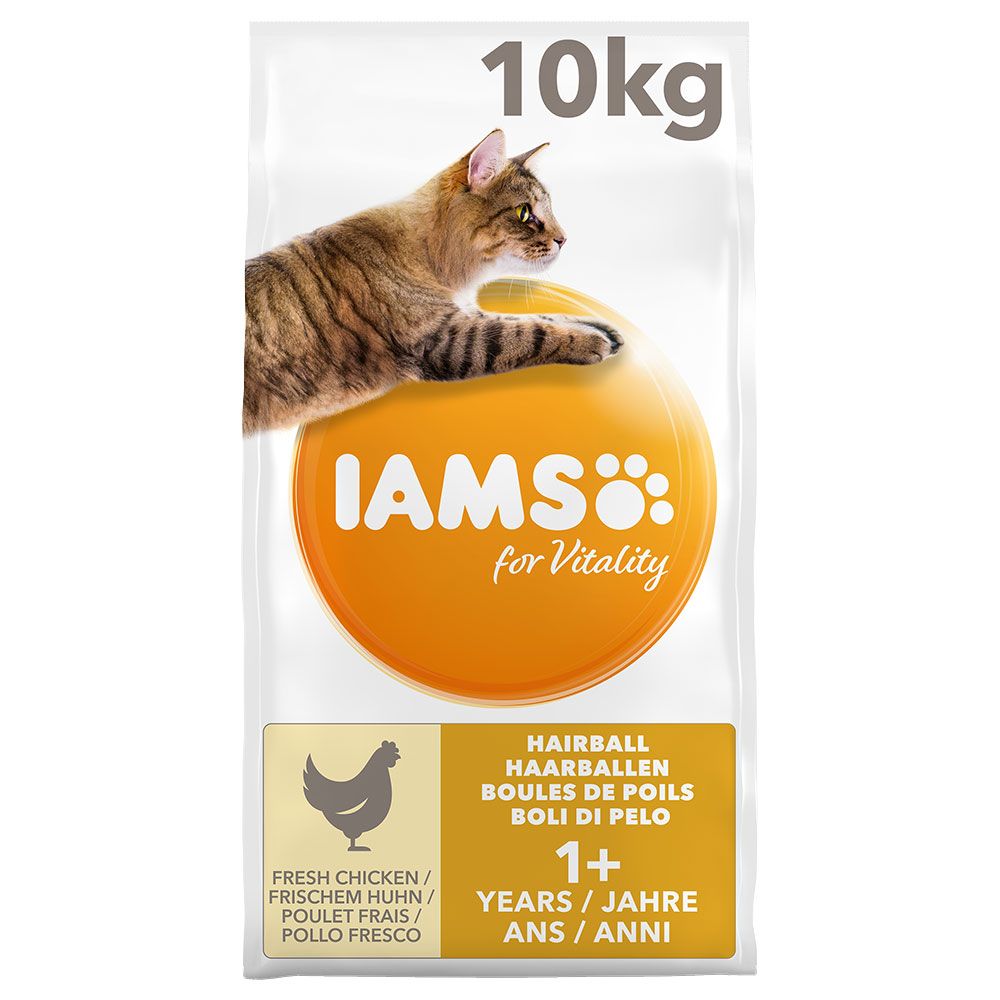 IAMS for Vitality Adult Hairball Reduction Dry Cat Food - Economy Pack: 2 x 10kg