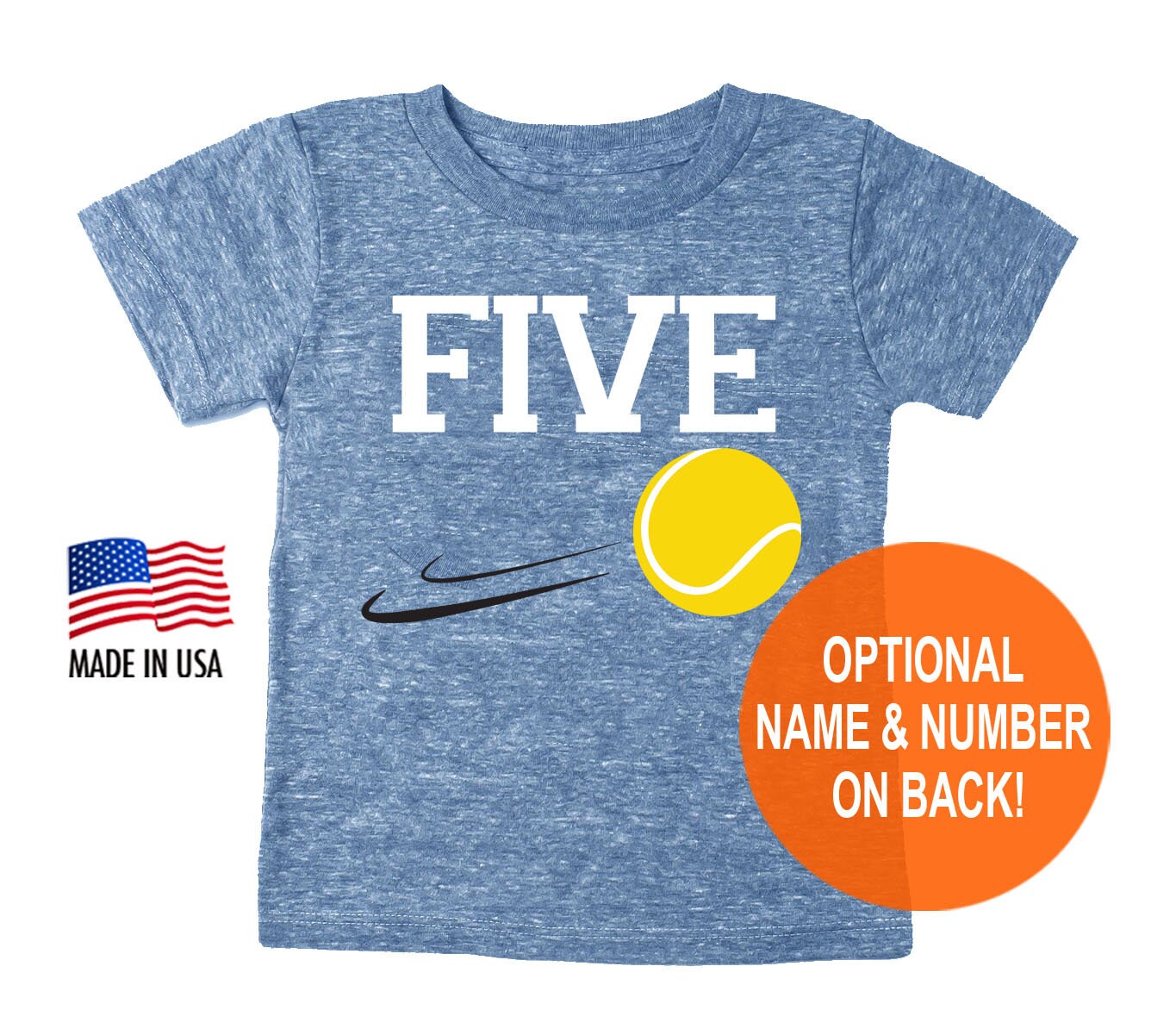 Fifth 5Th Birthday "Five' Tennis Tri Blend Toddler 5 T-Shirt - Boy & Girl Tee Twins Triplets
